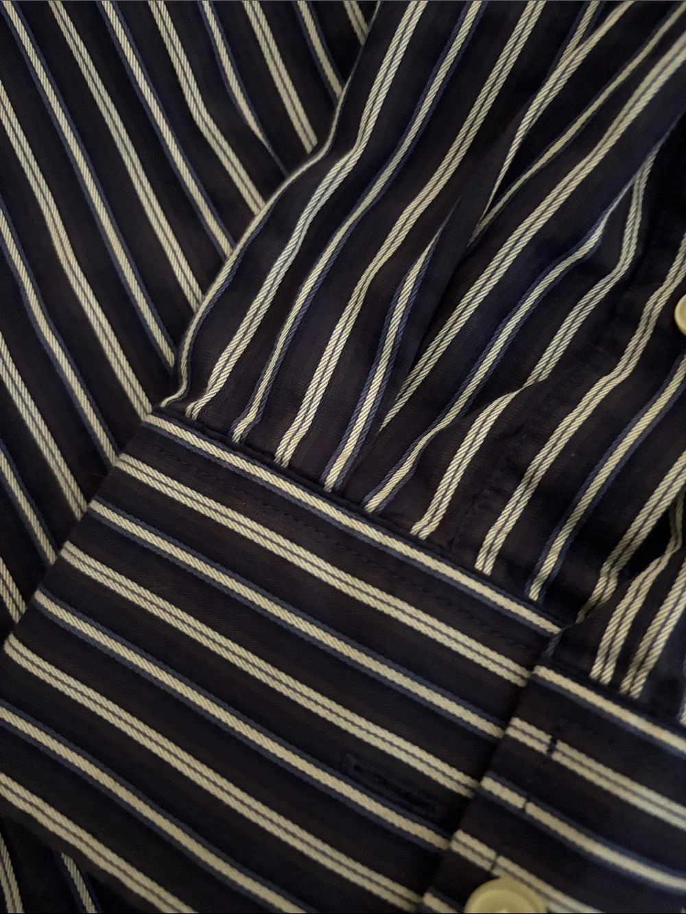 Banana  Republic Navy Blue Striped Button-Up Shirt